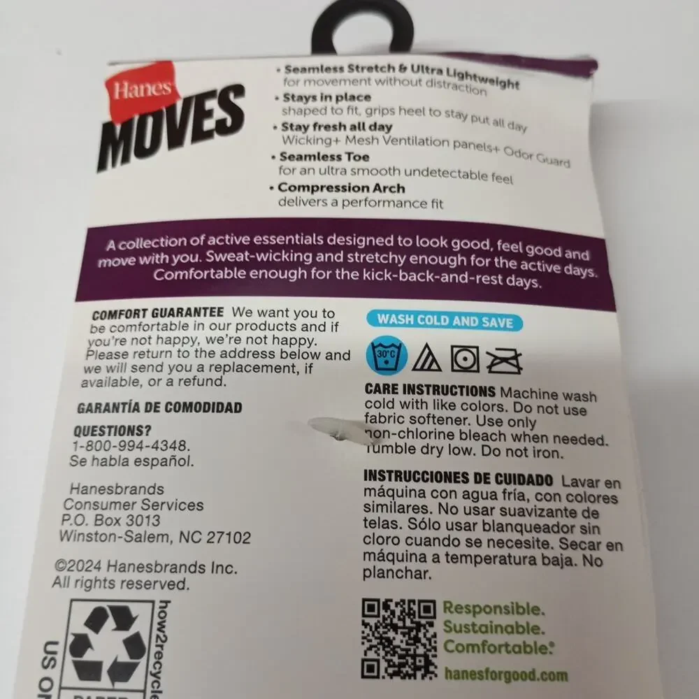 Hanes Moves No Show Socks 6 Pairs Women's‎ Size 5-9 Assorted Seamless Stretch